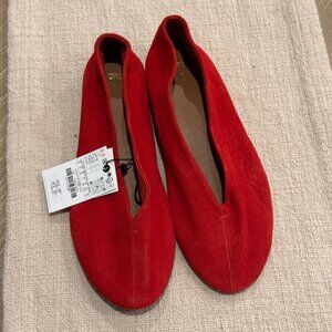 NWT Zara Red Suede Flats, Womens US 9 (closer to US 8)